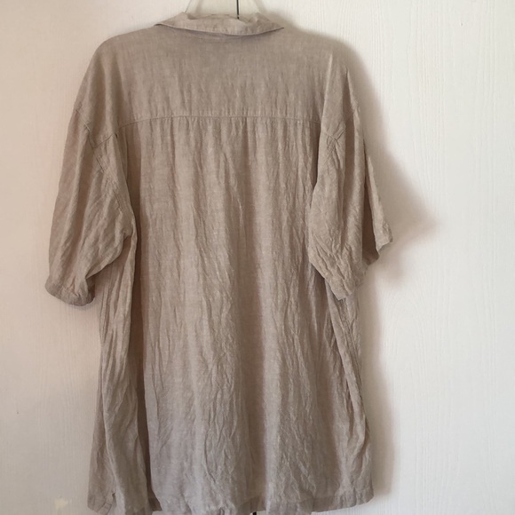 Men’s short sleeve tan big & tall linen rayon shirt - Picture 7 of 7